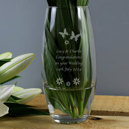 Personalised Butterflies and Flowers Bullet Vase