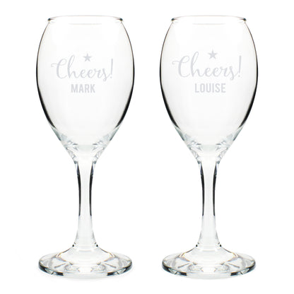 Personalised Cheers Wine Glass Set