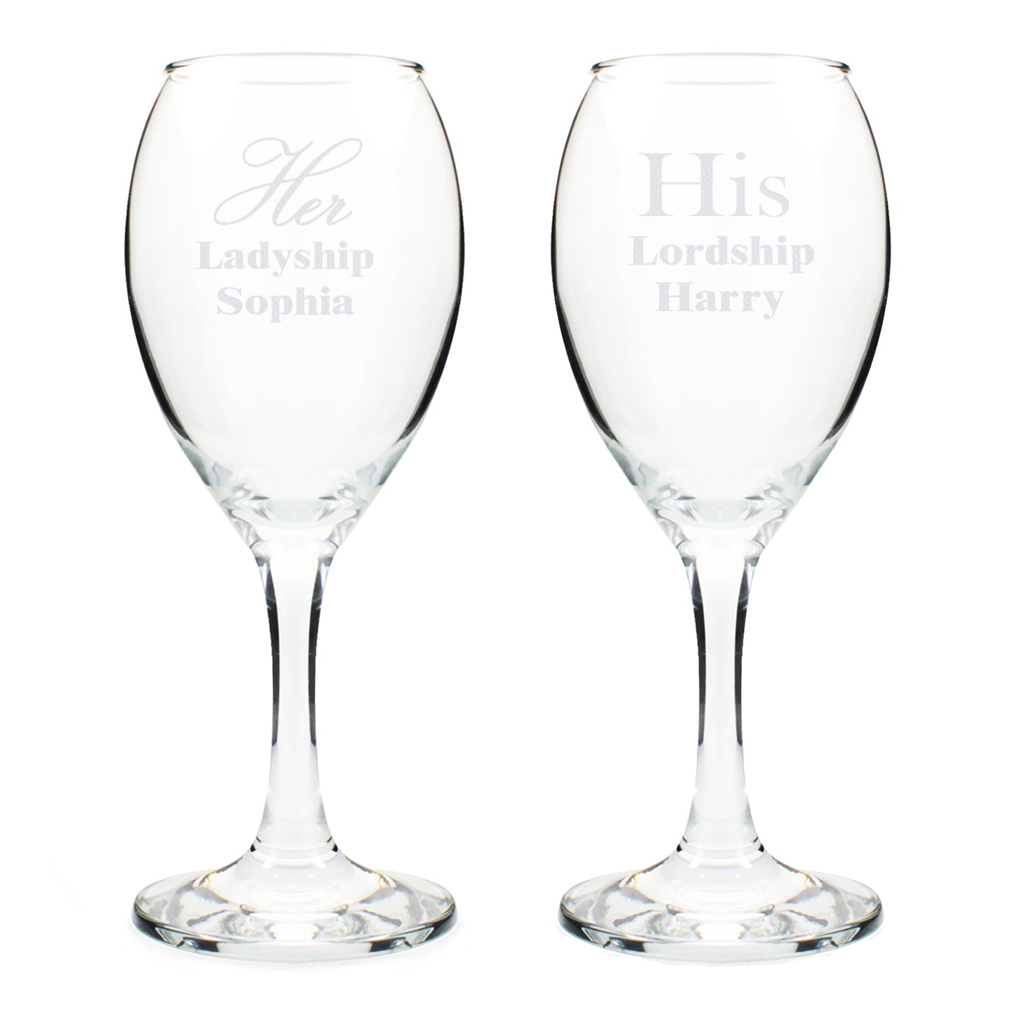 Personalised His & Her Wine Glass Set