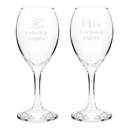 Personalised His & Her Wine Glass Set