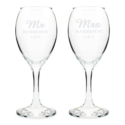Personalised Mr & Mrs Wine Glass Set