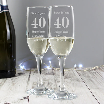 Personalised Anniversary Pair of Flutes