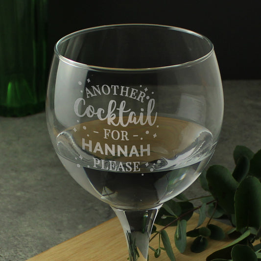 Personalised Another Cocktail Balloon Glass