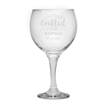 Personalised Another Cocktail Balloon Glass