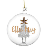 Personalised Gold Glitter Name Only Tree Glass Bauble