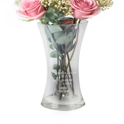 Personalised Love You To The Moon and Back Glass Vase