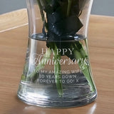 Personalised 'Happy Anniversary' Glass Vase