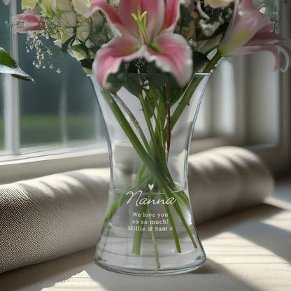 Personalised Love Heart Glass Vase