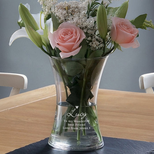 Personalised Love Heart Glass Vase