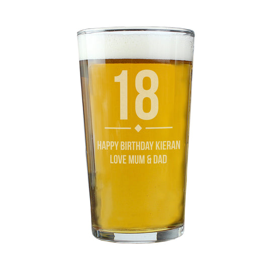 Personalised Big Age Birthday Pint Glass