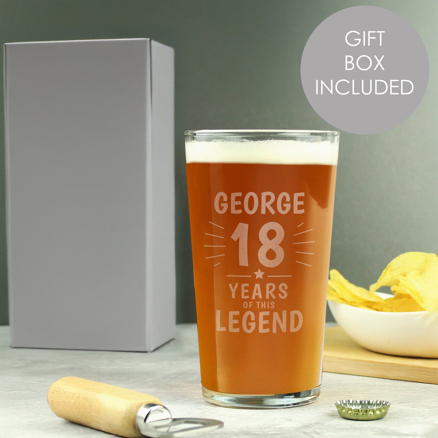 Personalised Years of This Legend Birthday Pint Glass