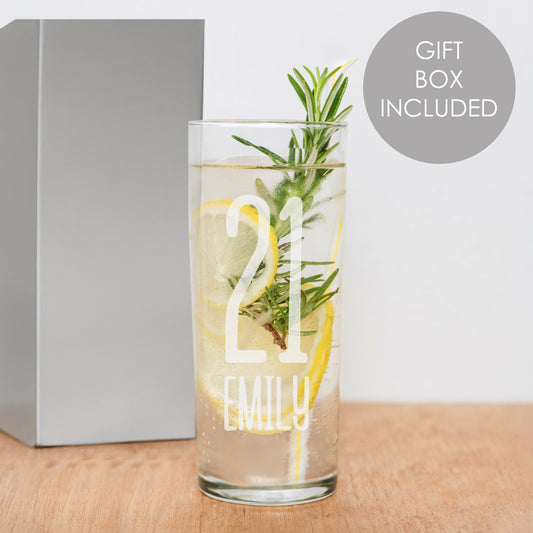 Personalised Big Age Hi Ball Glass