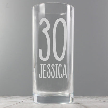 Personalised Big Age Hi Ball Glass