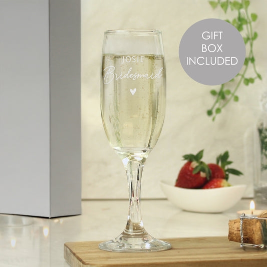 Personalised Bridesmaid Flute Glass