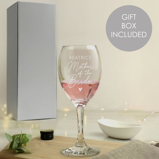Personalised Mother of the Bride Wine Glass