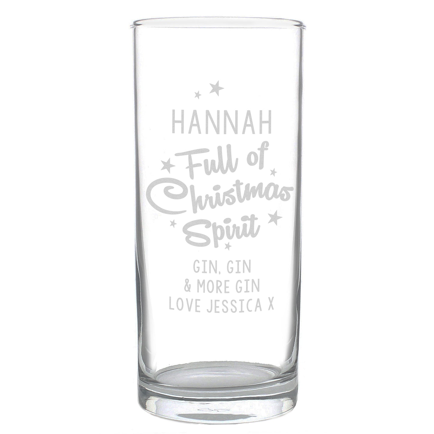 Personalised Full Of Christmas Spirit Hi Ball Glass