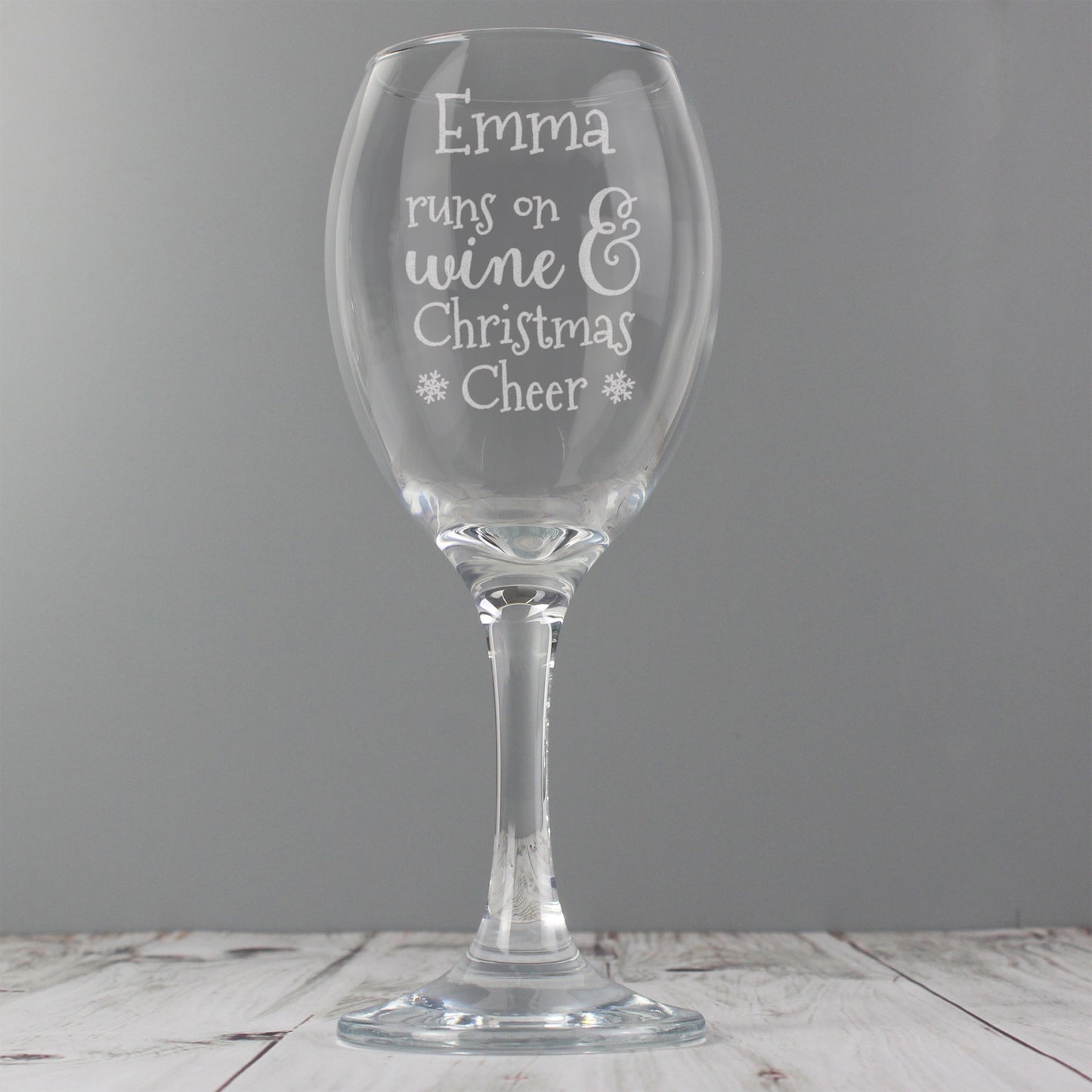 Personalised Runs On Wine & Christmas Cheer Wine Glass