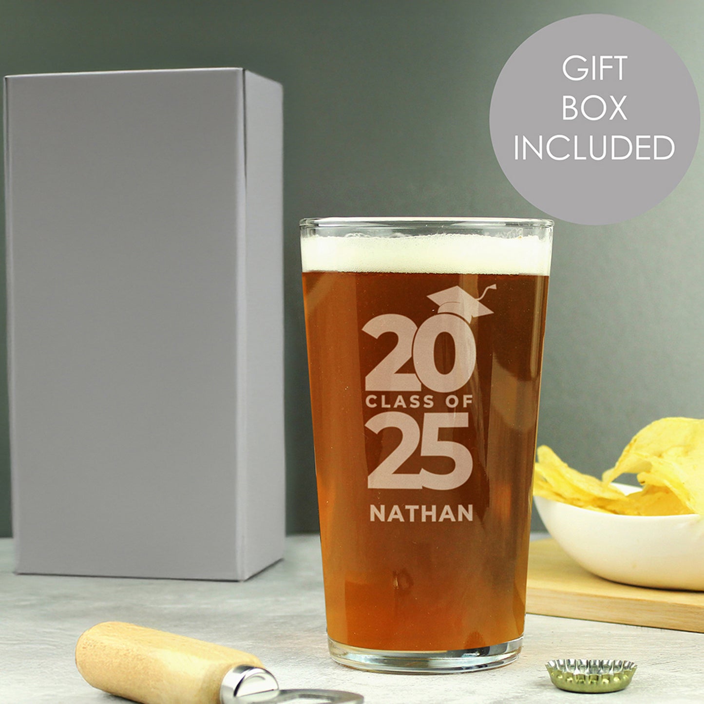 Personalised Class of Graduation Pint Glass