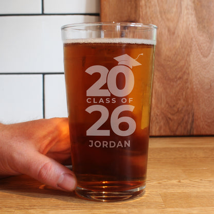 Personalised Class of Graduation Pint Glass