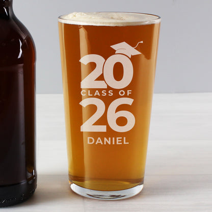 Personalised Class of Graduation Pint Glass