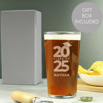 Personalised Class of Graduation Pint Glass