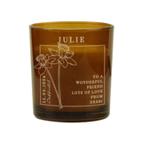 Personalised March Birth Flower Amber Glass Candle