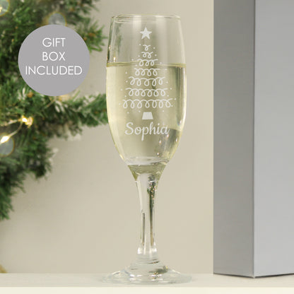 Personalised Christmas Tree Glass Flute