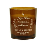 Personalised Engraved Home Amber Glass Candle