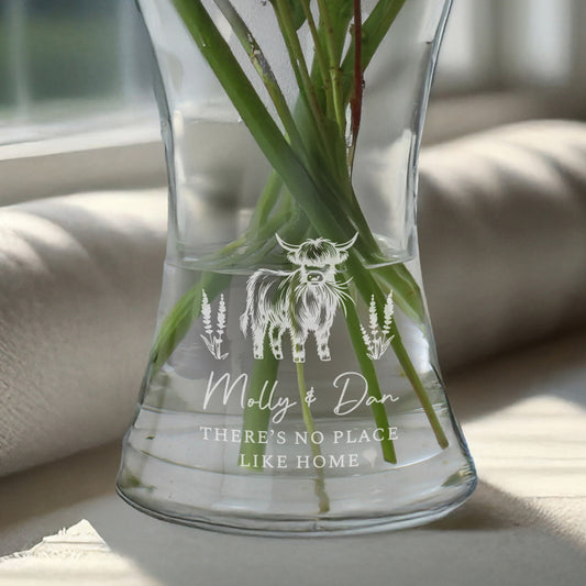 Personalised Highland Cow Waisted Vase