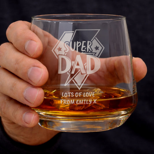 Personalised Super Dad Tumbler Glass
