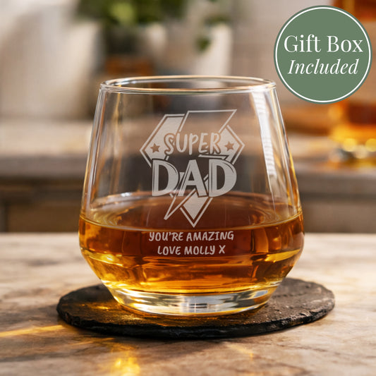 Personalised Super Dad Tumbler Glass