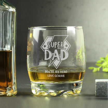 Personalised Super Dad Tumbler Glass