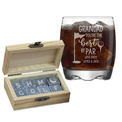 Personalised Best By Par Glass & Whisky Stones