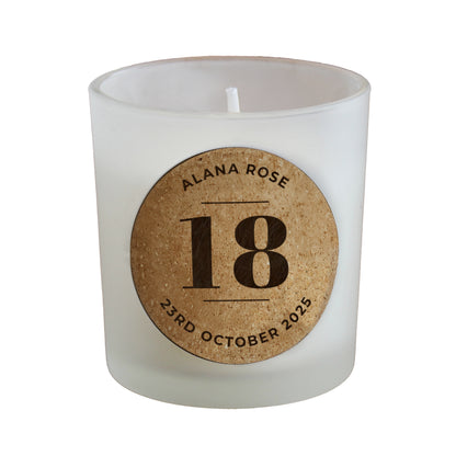 Personalised Birthday Cork Label Candle Jar