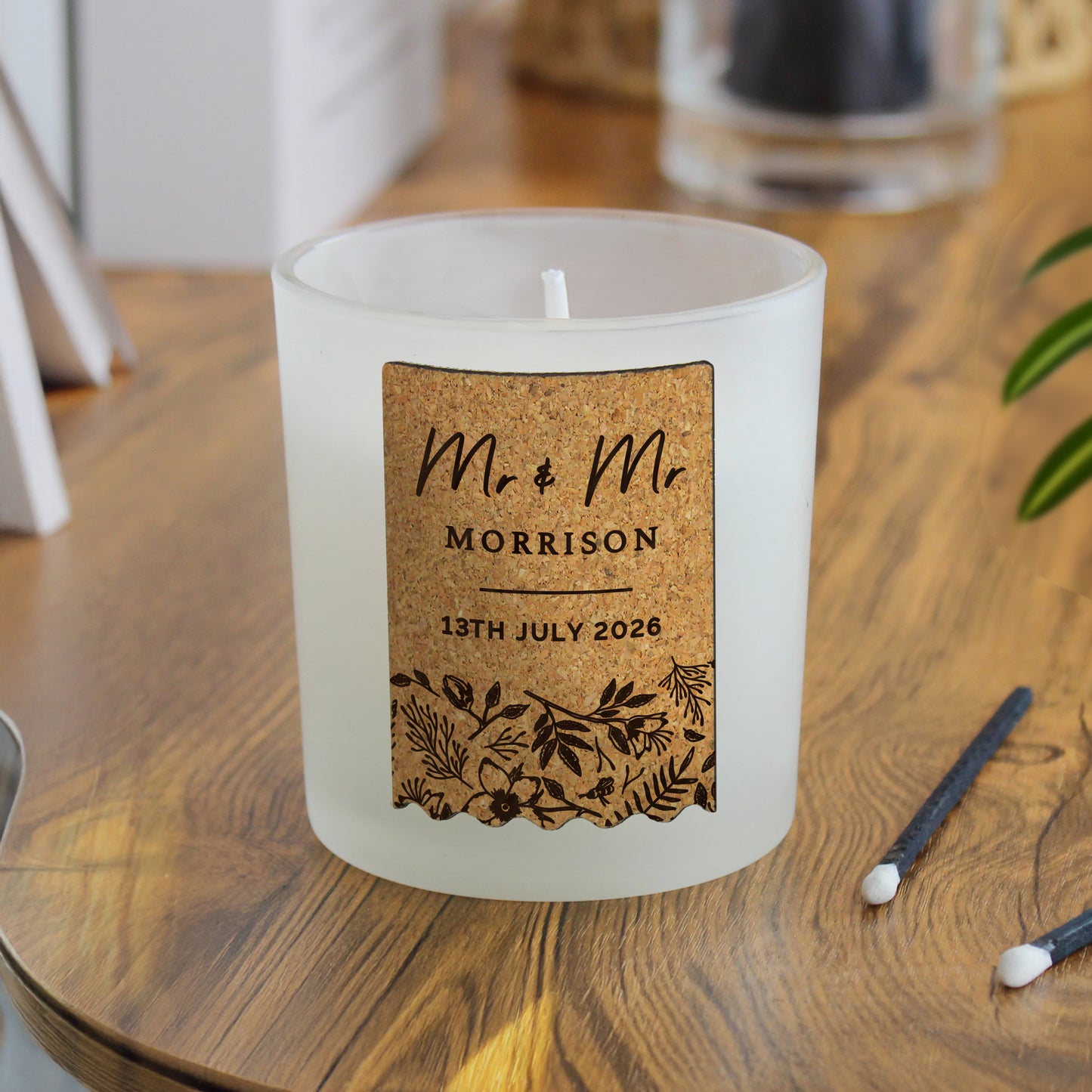 Personalised Wedding Cork Label Candle Jar