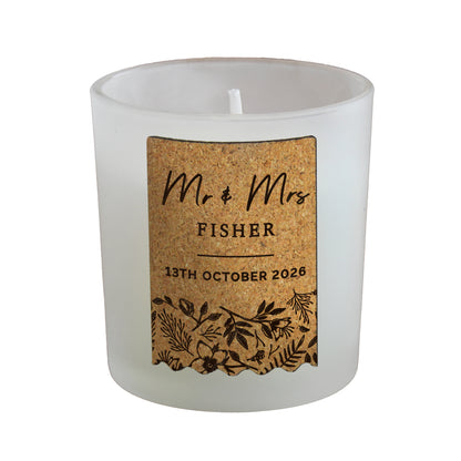 Personalised Wedding Cork Label Candle Jar