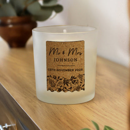 Personalised Wedding Cork Label Candle Jar