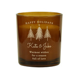 Personalised Christmas Tree Amber Glass Candle