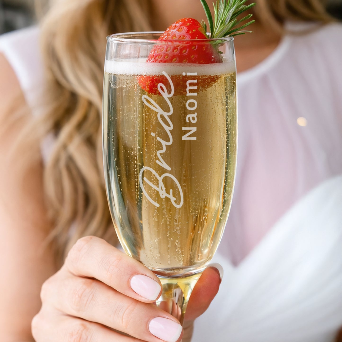 Personalised Bride Elegant Flute Glass