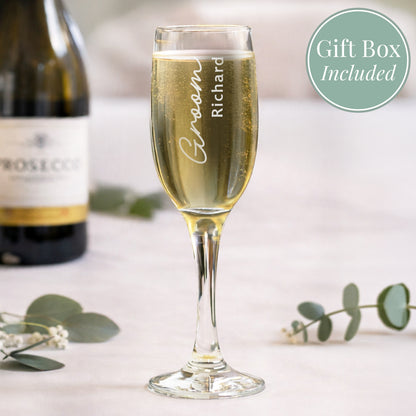 Personalised Groom Elegant Flute Glass