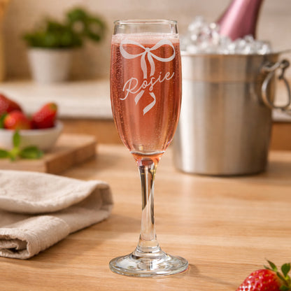 Personalised Bow Flute Glass