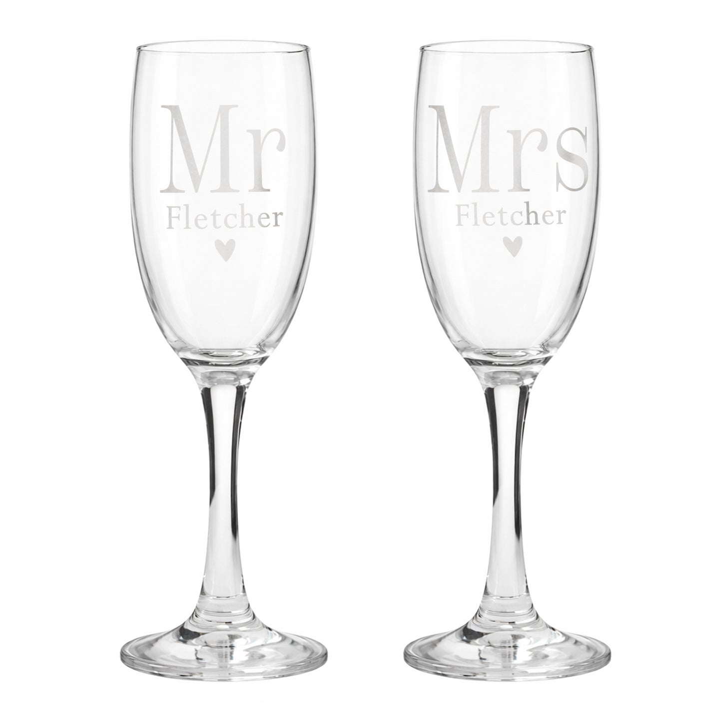 Personalised Mr & Mrs Pair of Flute Glasses