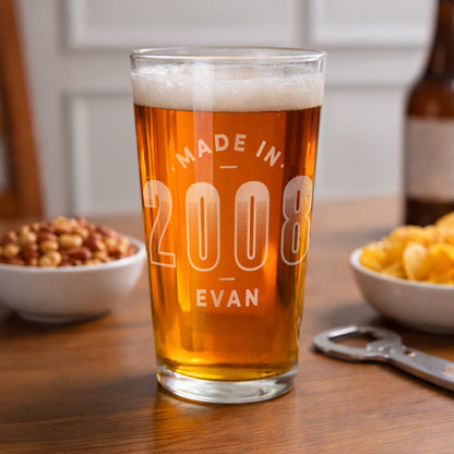 Personalised Made in Pint Glass