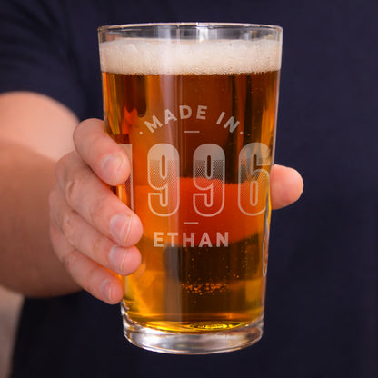 Personalised Made in Pint Glass