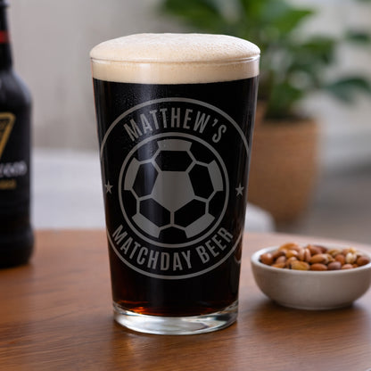 Personalised Football Badge Pint Glass