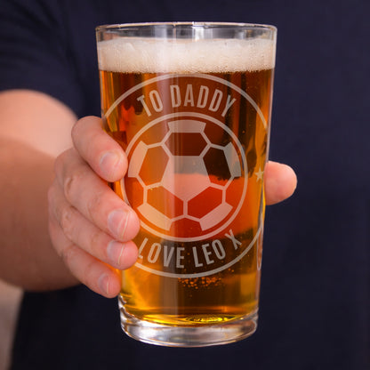 Personalised Football Badge Pint Glass