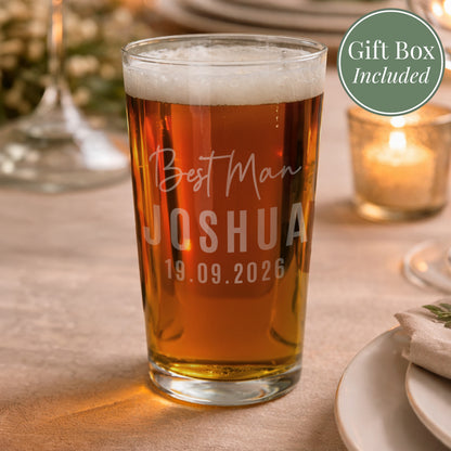 Personalised Best Man Elegant Pint Glass