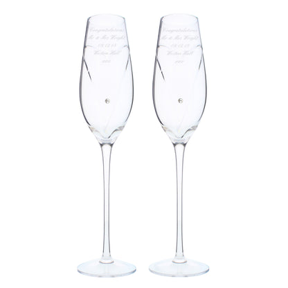 Personalised Hand Cut Heart Pair of Flutes with Gift Box