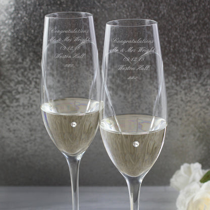 Personalised Hand Cut Heart Pair of Flutes with Gift Box