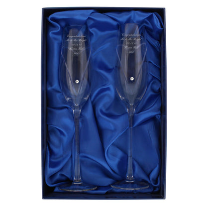 Personalised Hand Cut Heart Pair of Flutes with Gift Box